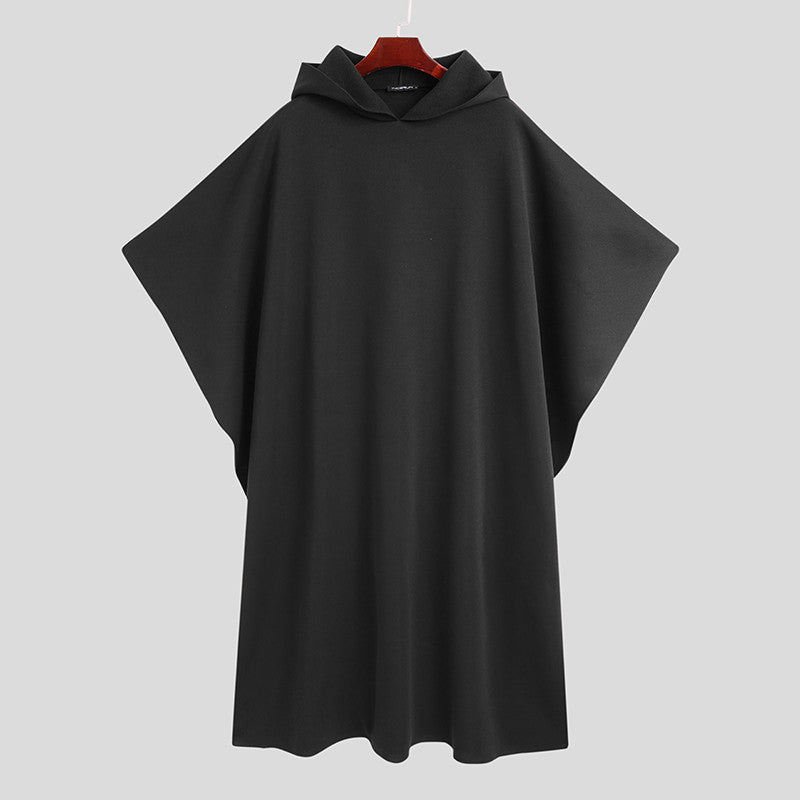 Fashion Men Cloak Coats Hooded Solid Loose Streetwear Punk