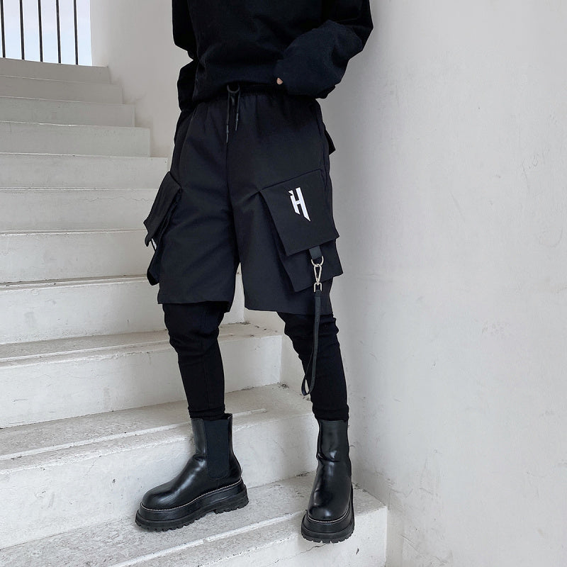 Yamamoto Dark Line Fake Two-piece Pants Male Hip-hop Personality Trend Overalls