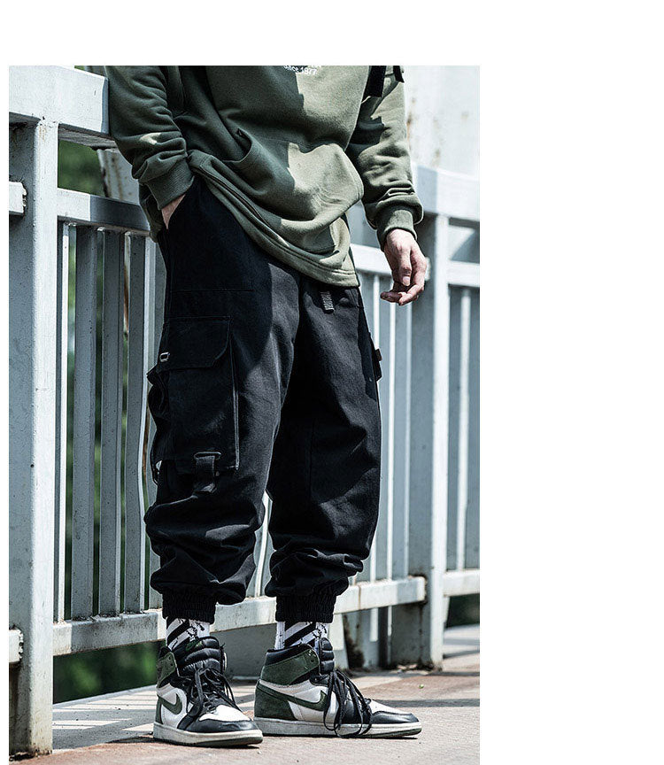 National Tide Functional Wind Overalls Men's Autumn And Winter Loose Hip-Hop Tide Brand Ins Beam Harem Pants Cargo Pants Tide