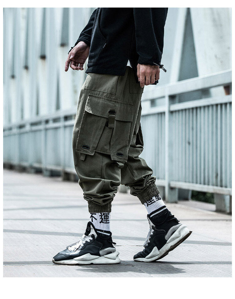 National Tide Functional Wind Overalls Men's Autumn And Winter Loose Hip-Hop Tide Brand Ins Beam Harem Pants Cargo Pants Tide