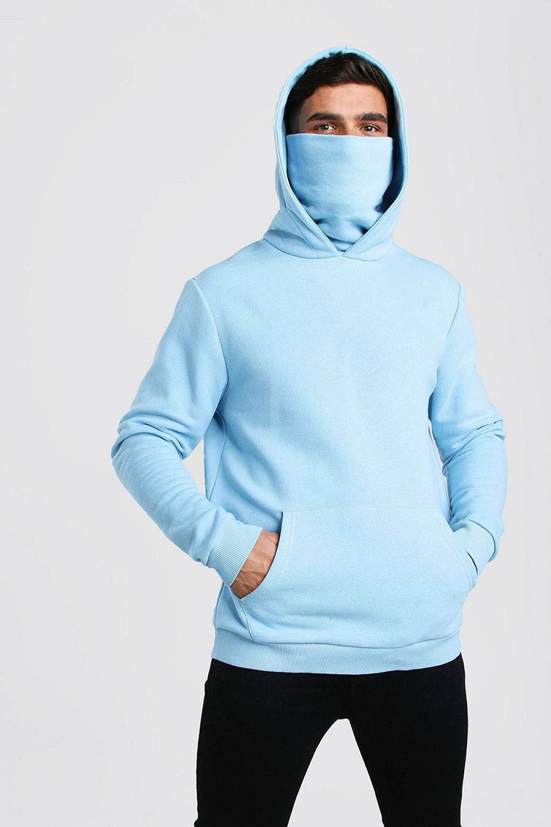 Mongolian mask high neck hooded sweater