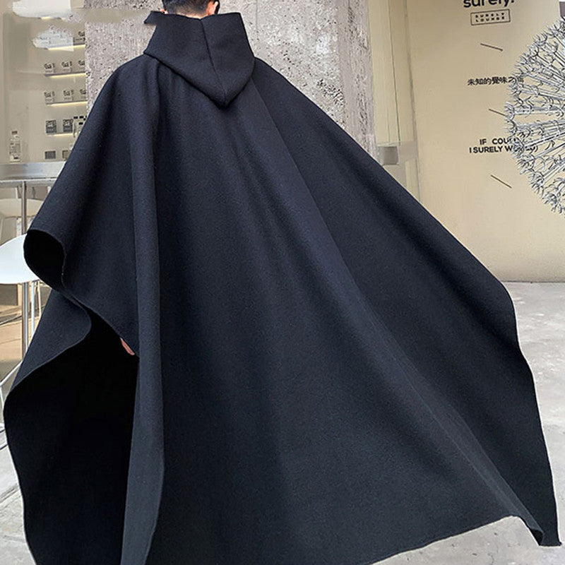 Fashion Men Cloak Coats Hooded Solid Loose Streetwear Punk