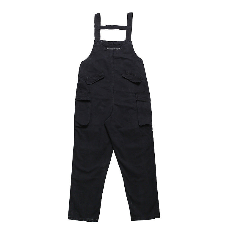 Straight Hiphop Loose Vintage Overalls Mens Trendy Korean Style Overalls