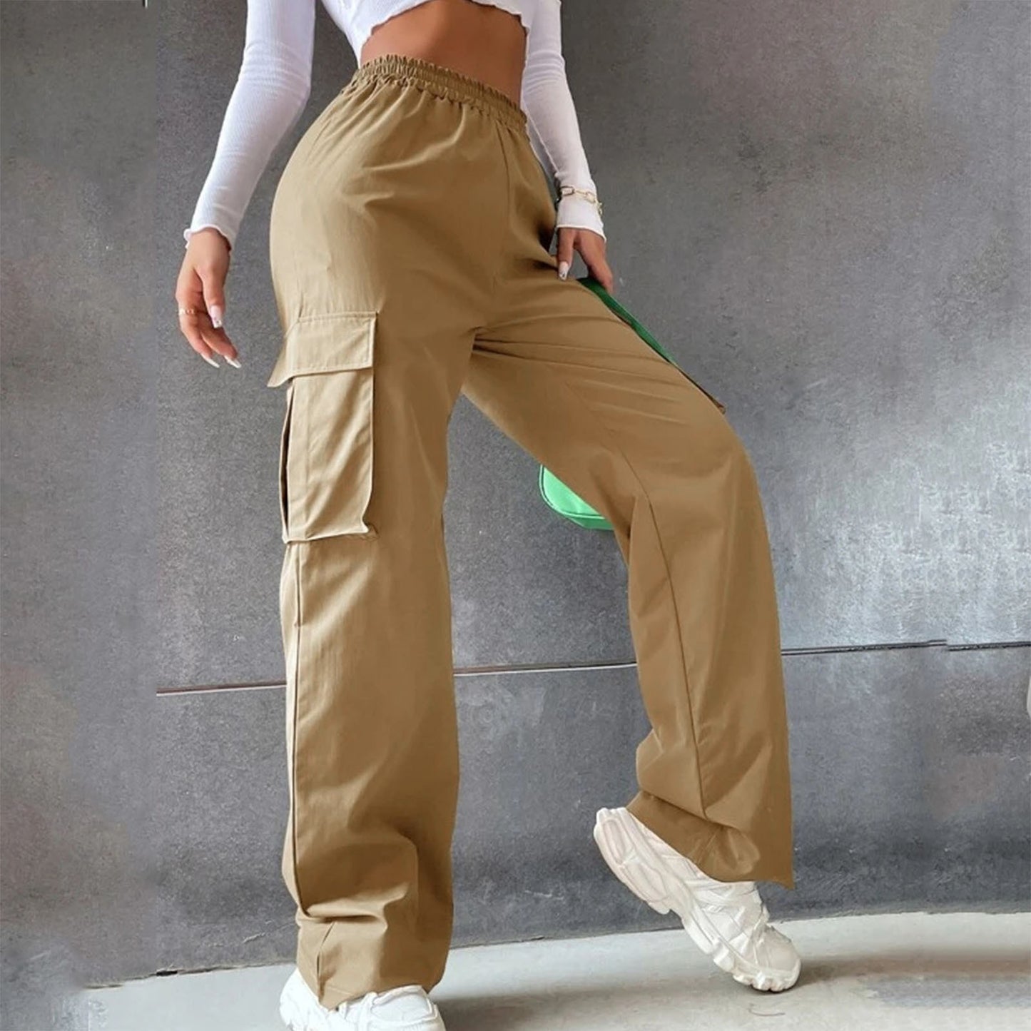 No Belt Pants High Waist Season Wide Leg Pants Straight Loose Temperament Commuter Pants