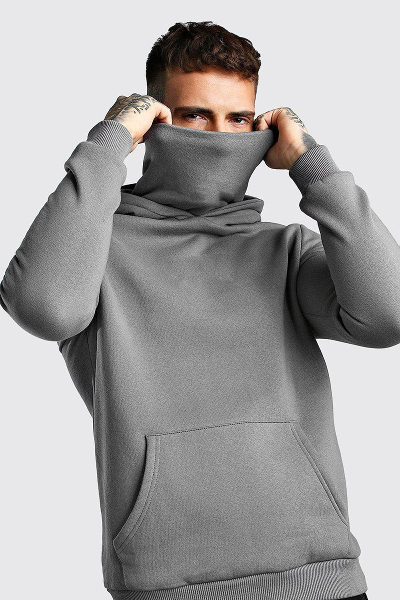 Mongolian mask high neck hooded sweater