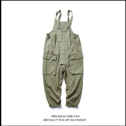 Straight Hiphop Loose Vintage Overalls Mens Trendy Korean Style Overalls