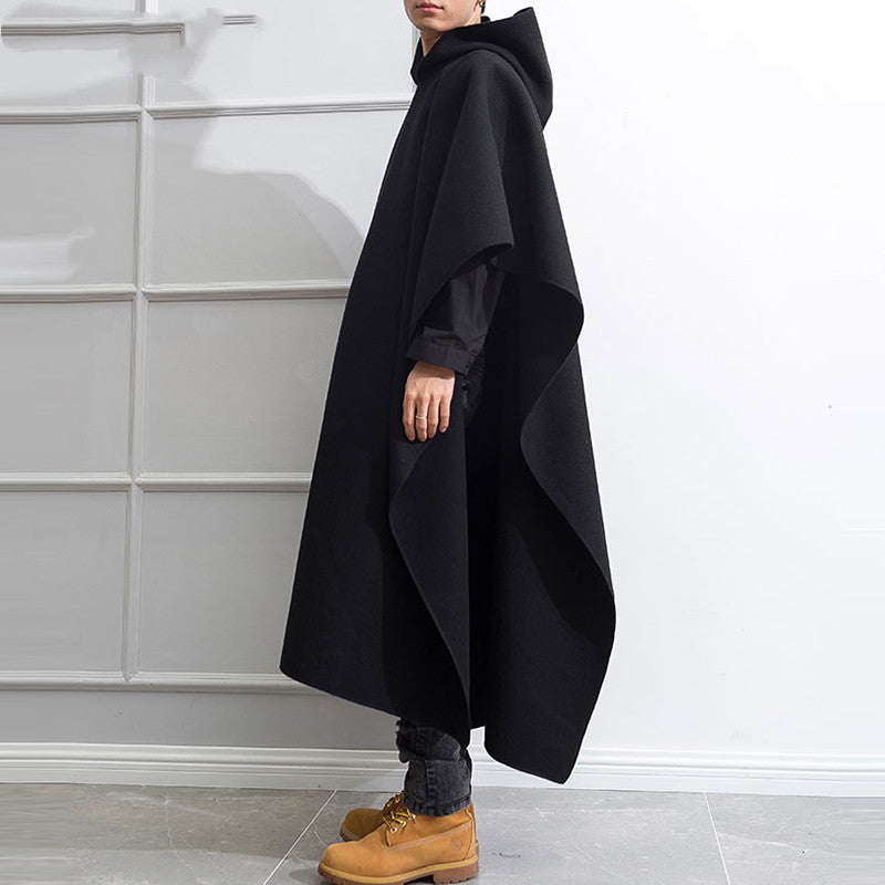 Fashion Men Cloak Coats Hooded Solid Loose Streetwear Punk