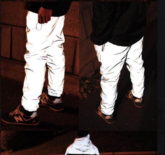 reflective trousers reflective jogging shrink leg pants bboy pants