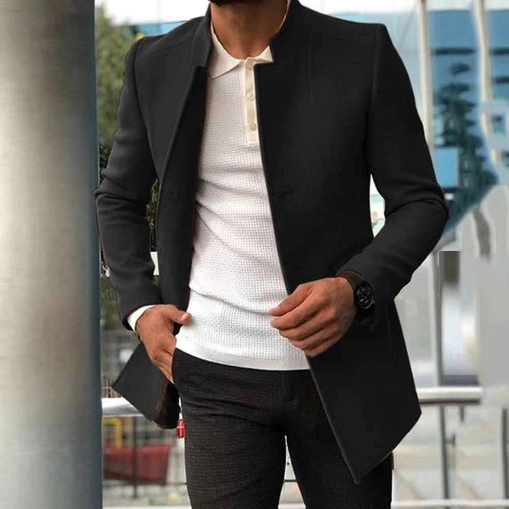 Men's Coat Overcoat Solid Color Slim Fit