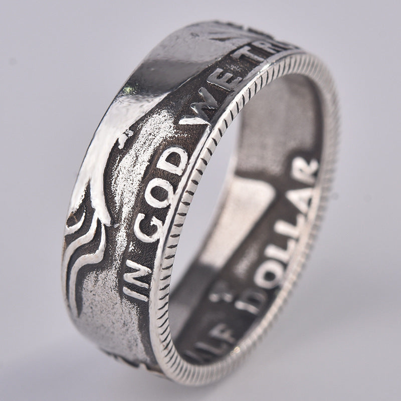 Womens Vintage Embossed Morgan Coin Ring