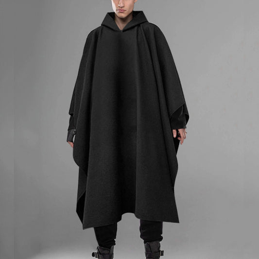 Fashion Men Cloak Coats Hooded Solid Loose Streetwear Punk