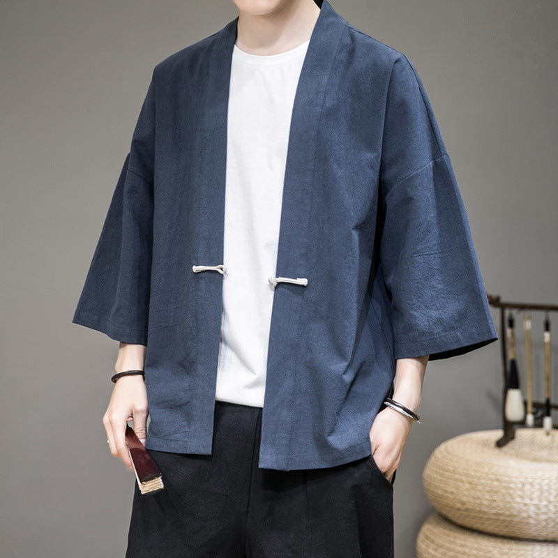 Chinese Style Men's Hanfu Tang Suit Japanese Kimono