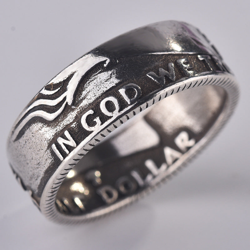 Womens Vintage Embossed Morgan Coin Ring