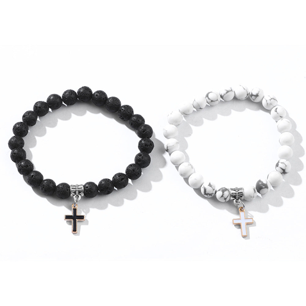 Fashion Jewelry Personality Volcanic Rock Cross Bracelet